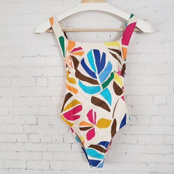 Tabitha Brown For Target One Piece Swim Suit Size XXS Cheeky White Leaves NWOT - Picture 2 of 8